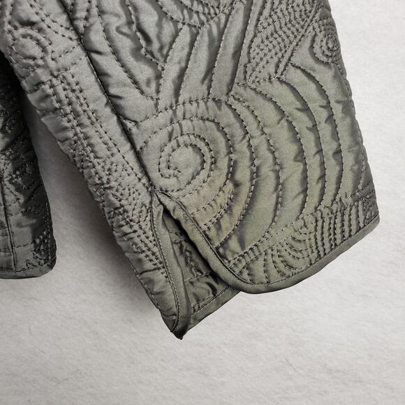 Chicos Women's 3 Embroidered Quilted Bomber Jacket Silver Metallic Bold Artsy - Picture 8 of 8